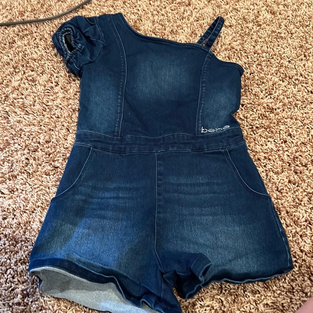 Girls Bebe denim romper